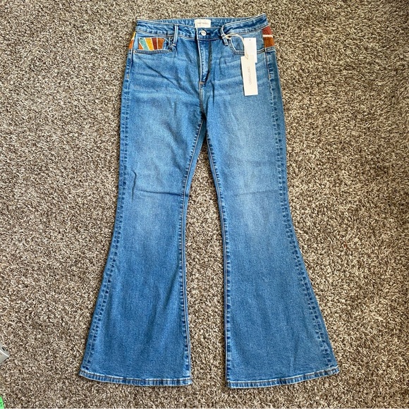 DRIFTWOOD Blue Flare Jeans with Multicolor Sunburst Waist - Picture 5 of 15